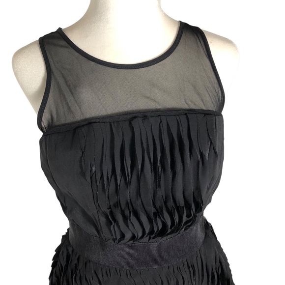 Milly Stunning Plisse Twirl Illusion Black Cocktail Dress Sz 6 Fit & Flare - Picture 2 of 6